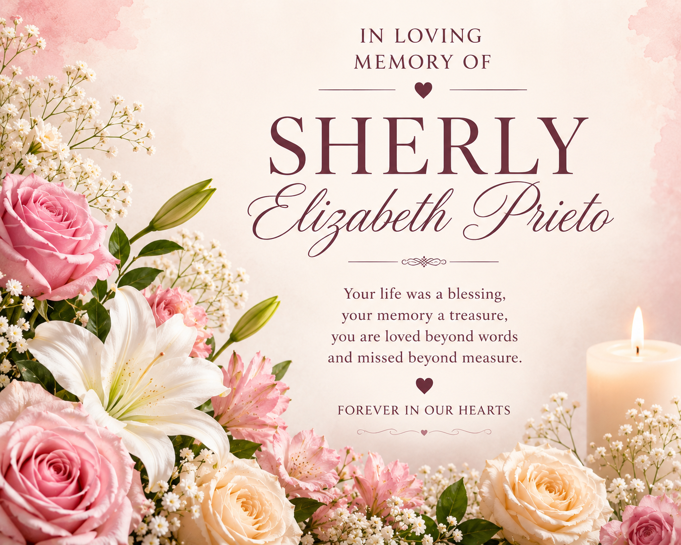 Sherly Elizabeth Prieto of California, USA Has Died