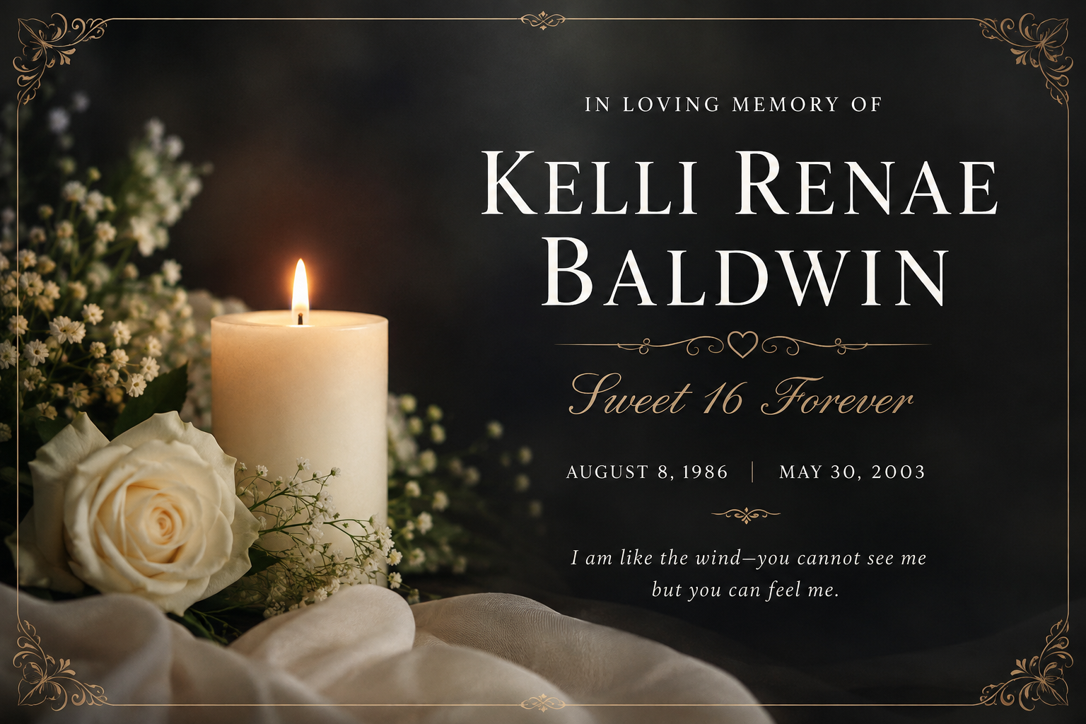 Kelli Renae Baldwin a Young Michigan Resident Remembered as “Sweet 16 Forever”