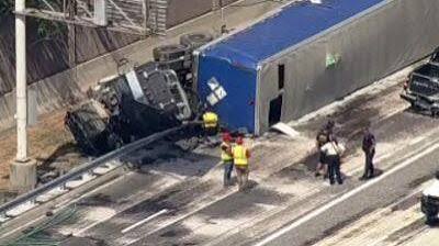 Dallas North Tollway Crash 3 Injured After 18-Wheeler Overturns